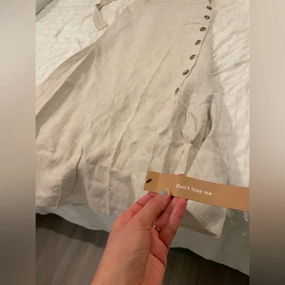 Reformation Beige Halter Midi Dress with Side Buttons - Picture 8 of 10